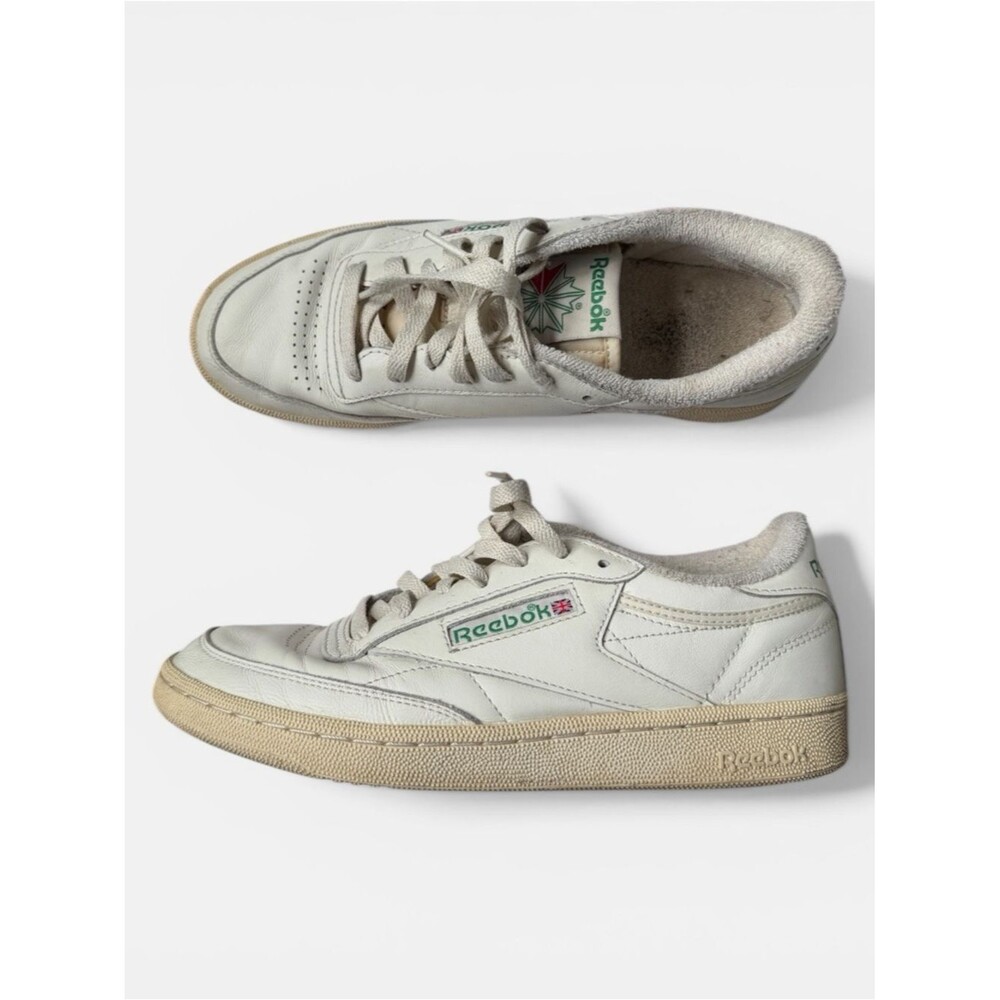 Reebok Club C 85 Vintage Leather Sneakers Off White Green Size 9.5 Retro Street